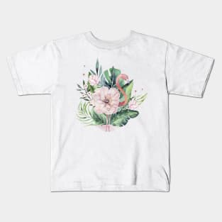 Flamingo Flower Kids T-Shirt